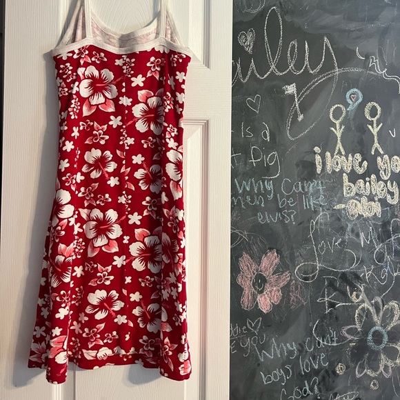 medium hawaiian red thin strap flowy dress! - Picture 3 of 5